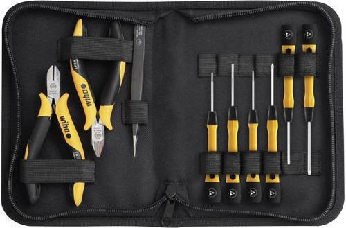 Wiha ESD Werkzeugset 9-teilig inklusive Tasche mit Zangen, Schraubendrehern und Pinzetten - Bild 1