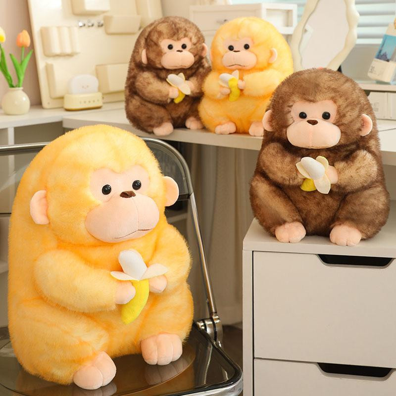 Wucifang Bags Kawaii Plüschaffe, Kuscheltier mit Banane, gelb, 23cm, ab 14 Jahren - Bild 2