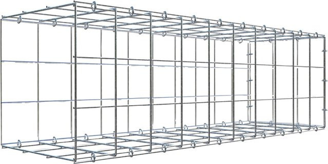 Gabiona C-Ring Anbaukorb Typ 2 in Silbergrau, Maschenweite 10 x 10 cm, B/T/H: 100 x 30 x 30 cm - Bild 1