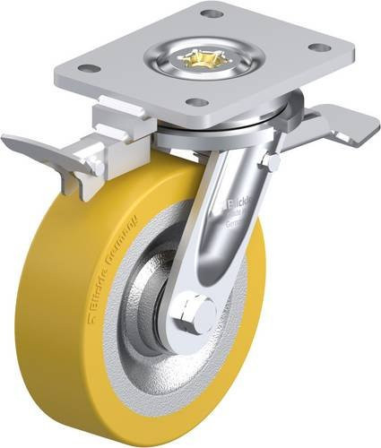 Blickle Lenkrolle LO-SETH 160K-ST-RI4 mit Feststeller, Rad-Durchmesser: 16 cm, Tragfähigkeit: 700 kg, Farbe: Silber - Bild 1