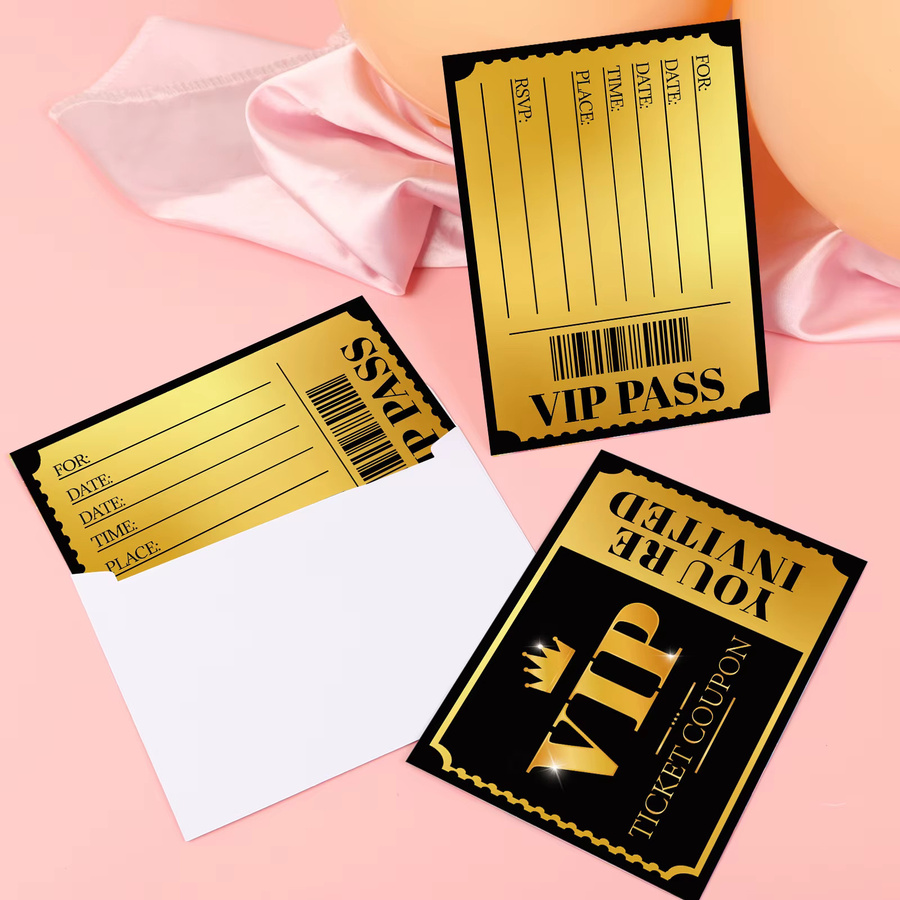 20 VIP-Party-Einladungskarten aus Papier in Gold und Silber für deine Geburtstagsfeier - Bild 3