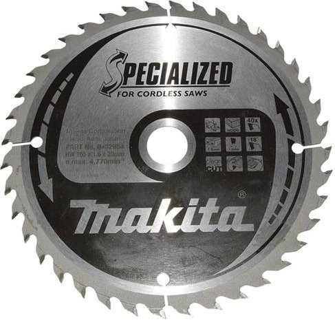 Makita Specialized Kreissägeblatt für Holz, Hartmetall, Farbe: Silber, Durchmesser: 165 mm, Bohrung: 20 mm, Dicke: 1 mm, 40 Zähne - Bild 1