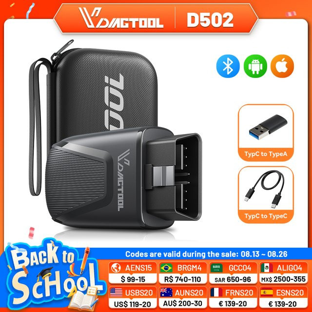 VDIAGTOOL D502 OBD2-Scanner für Ford: Bidirektionales Diagnosegerät mit Alle-Systeme-Diagnose, CANFD und J2534 in Schwarz - Bild 1