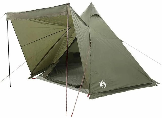 vidaXL Tipi-Familienzelt für 6 Personen in Olivgrün, wasserdicht - Bild 1