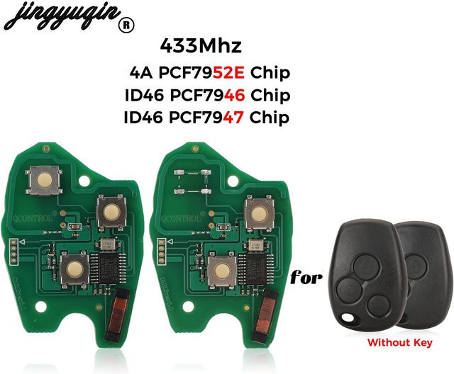 Jingyuqin 10er Set Ersatz-Fernbedienungsplatine für Renault Clio Scenic Kangoo Megane, 434MHz, PCF7952E 4A Chip ID46, Farbe: Grün - Bild 1