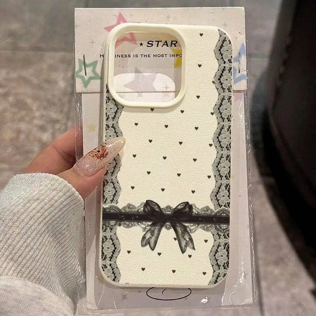 Lichee Silikonhülle mit Spitzen-Schleife für Samsung Galaxy Modelle in Weiß - Bild 1