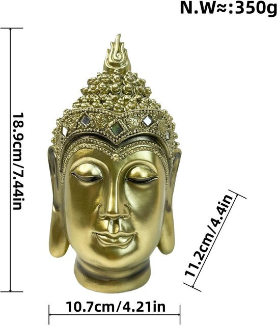 Antike Buddha-Kopf Dekoration aus Harz von Yiran Furniture in Gold und Braun als Tischornament - Bild 1