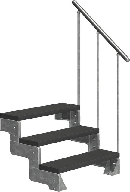 Dolle Außentreppe Gardentop 3 TRIMAX mit Alu-Geländer, Anthrazit, Breite: 80 cm - Bild 1