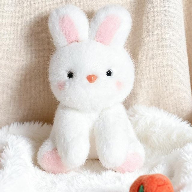Kaninchenpuppe, Rosa Weiß, Plüschtier, 23cm, ab 14 Jahren - Bild 1