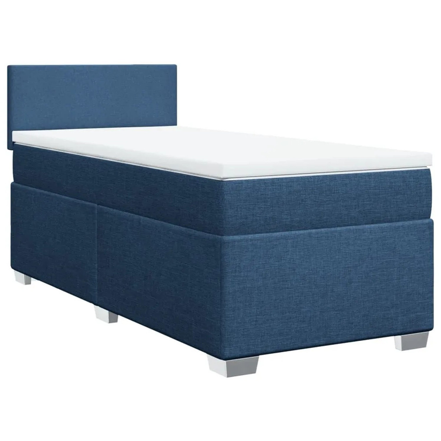 vidaXL Boxspringbett mit Matratze Blau und Weiß, Hybridbett mit Taschenfederkern, USB-Ladeport und Unterbettbeleuchtung, B/T: 100 x 200 cm - Bild 2