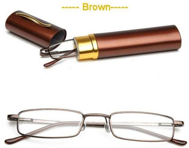 Eso Vision Mini Lesebrille, Metall, Vollrand, rechteckig, Unisex, Schwarz Pink Brown - Bild 1