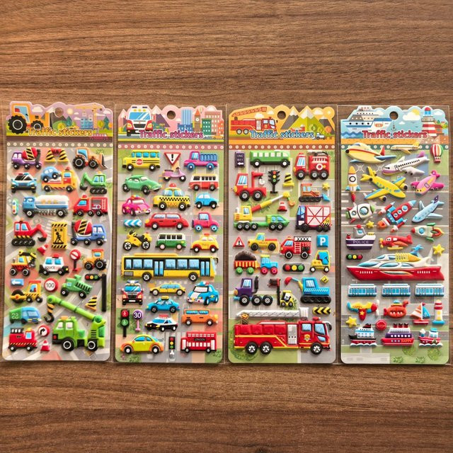Kinderfreundliche 3D-Aufkleber mit Verkehrsthema und Fahrzeugmotiven in Mehrfarbig von BulingBulingStickers Store - Bild 1
