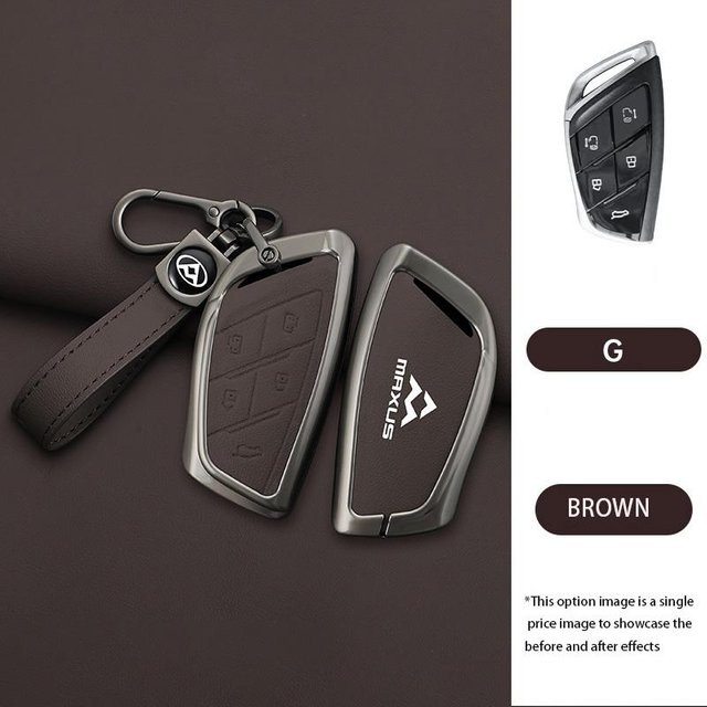Schlüsseltasche aus Zinklegierung und Leder für Maxus G90 MPV und Mifa 9 in Grau - Bild 1