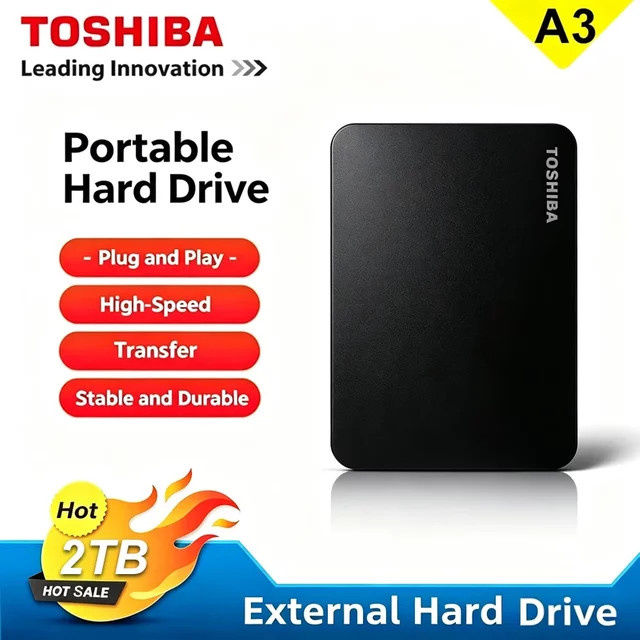Toshiba Canvio Basics A3 Serie Tragbare Festplatte USB 3.0 Schwarz 2TB Externer Speicher für Mac und PC - Bild 1