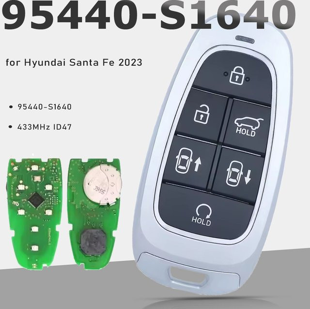 KEYECU Smart Remote Key für Hyundai Santa Fe 2023, 6-Button Fob Keyless Go mit ID47 Chip, 433 MHz, Farbe: Silber - Bild 1