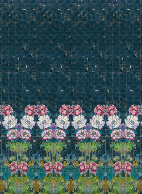 Coordonne Panorama-Tapete Espejismo Modernista in Türkis mit floralem Design - Bild 1