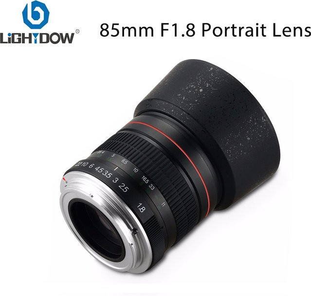 Lightdow Vollformat Prime 85 mm F1.8-F22 Portraitobjektiv mit Handfokus und MC Mehrschichtiger Beschichtung in Schwarz - Bild 1