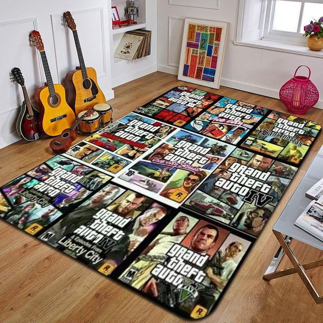 Karpetti Dekoteppich Grand Theft Auto Design, Waschbarer Teppich aus Polyester für Wohnzimmer und Schlafzimmer, B/T: 80 x 120 cm, Mehrfarbig - Bild 1