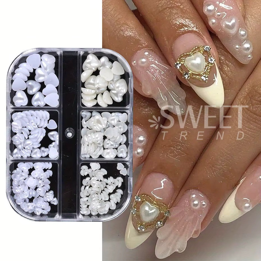 SWEET TREND Nagel Charms, Pfirsich Herz Perle, Weiß, Glänzend - Bild 3