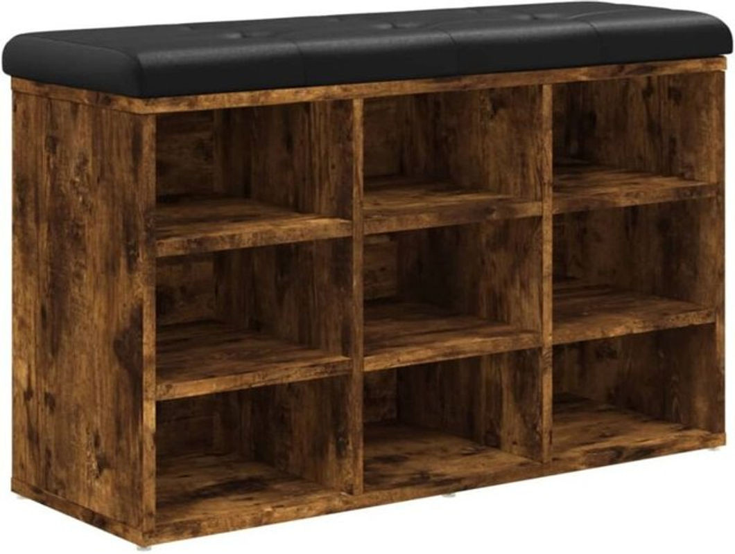 Vidaxl Schuhbank aus Holzwerkstoff in Räuchereiche, Farbe Braun/Schwarz, B/T/H: 82 x 32 x 50 cm - Bild 1