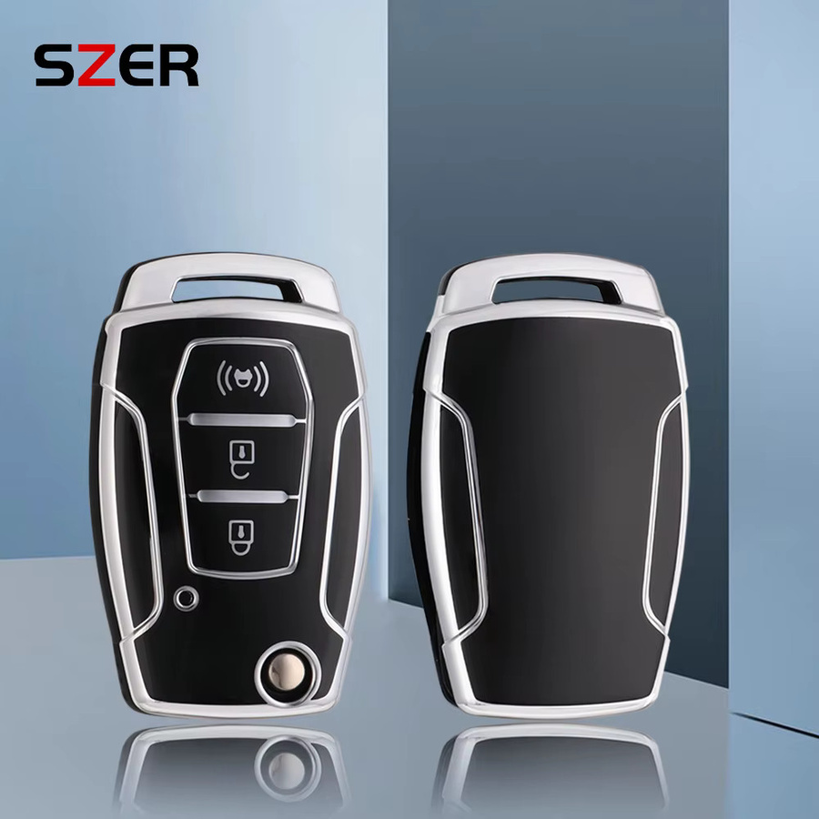 SZER TPU Auto Flip Key Case Cover Shell für Ssangyong Kyron 2 Sanka Actyon Korando Tivoli in Schwarz - Bild 2