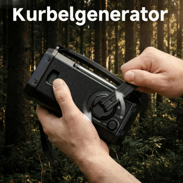 Tragbares Notfallradio in Grün mit Powerbank, Solar, Handkurbel und Taschenlampe für Outdoor und Camping mit FM/AM/WB sowie Kompass - Bild 1
