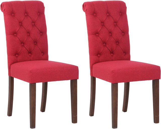 2er Set Esszimmerstühle DELUKE WALES aus Stoff mit Holzgestell in Rot, B/T/H: 98 x 45 x 63 cm - Bild 1