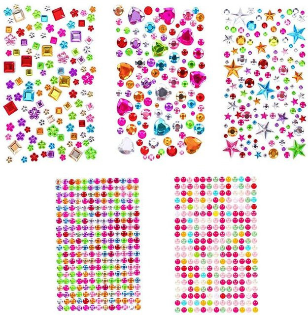 Binchi Outdoor Product Edelstein Perlen Aufkleber mit 880 Stück Strasssteine aus Acryl in Pink und Multicolour zum Basteln für Kinder - Bild 1