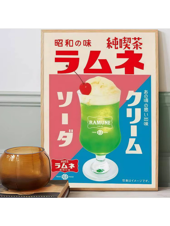 Vintage Filmplakat Japanische Teegetränke und Eis als nordische Wanddekoration für Bar und Café in Multicolor ohne Rahmen - Bild 5