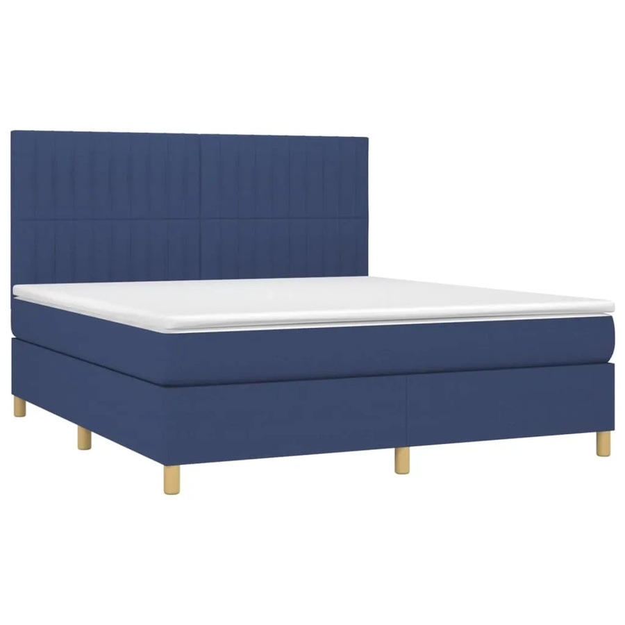vidaXL Boxspringbett mit Matratze in Blau und Weiß, Hybrid-Bett mit LED-Unterbettbeleuchtung und USB-Ladeport, B/T/H: 160 x 200 x 118 cm - Bild 2