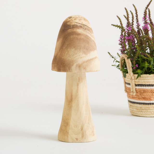 Green Living Holz Dekoobjekt Pilz in Beige - Bild 1