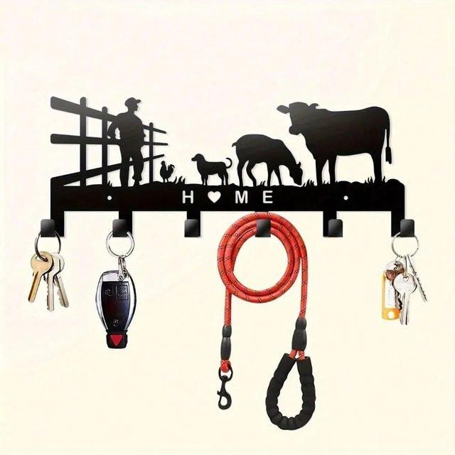 ZOKE Wandhaken aus Metall mit Tiersilhouetten in Schwarz Matt als Schlüsselhalter und Garderobenhaken - Bild 1