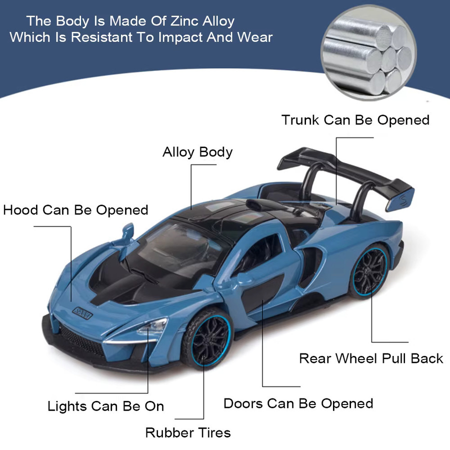 MAKEDA 720S Senna Sportwagen, Spielzeugmodell, 1:32, Metall, mit Licht und Sound - Bild 6