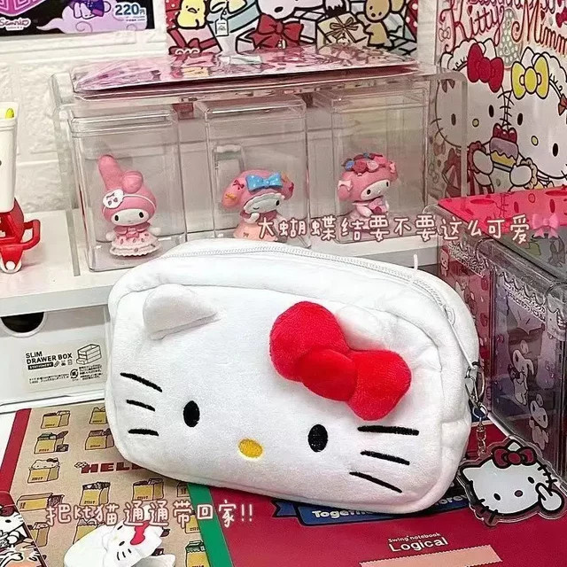 Hello Kitty Federmäppchen als große Aufbewahrungstasche für Schreibwaren oder Make-up in Beige und Weiß - Bild 1
