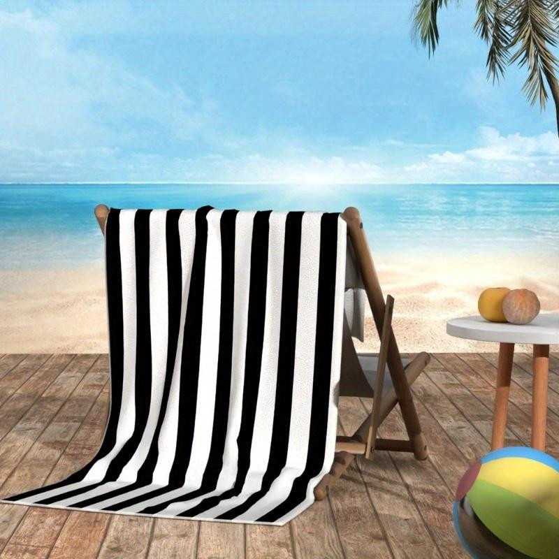 Dalangpa Schnelltrocknendes Handtuch Schwarz-Weiß Gestreift, hochsaugfähig für Schwimmen, Reisen, Yoga und Strand, B: 30 cm, H: 60 cm - Bild 2