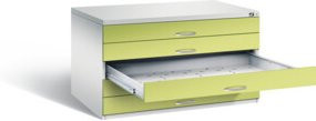 C+P Flachablageschrank Serie 7100_7200 in Viridingrün und Lichtgrau, H x B x T: 76,0 x 135,0 x 96,0 cm - Bild 1