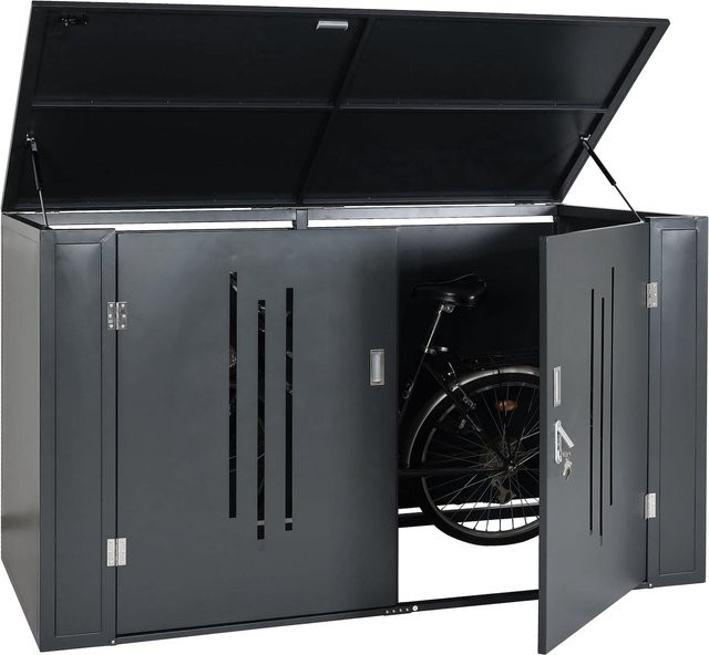 MCW 2er-Fahrradgarage K64 Fahrradbox aus Metall in Anthrazit, abschließbarer Fahrradunterstand mit Deckel, B/T/H: 121 x 202 x 100 cm - Bild 1