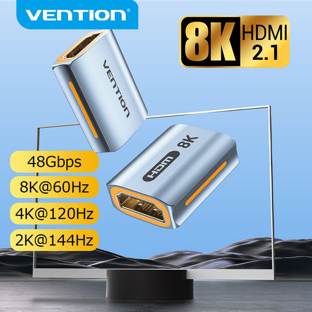 Vention 8K HDMI Extender HDMI Buchse auf Buchse 8K60Hz HDMI 2.1 Koppler Verlängerungsadapter in Silber - Bild 1