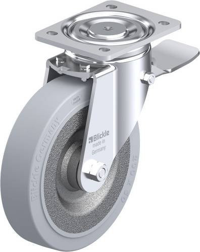 Blickle Lenkrolle mit Feststeller 534933 LH-SE 200K-ST-SG in Silber, Rad-Durchmesser: 20 cm, Tragfähigkeit: 600 kg - Bild 1