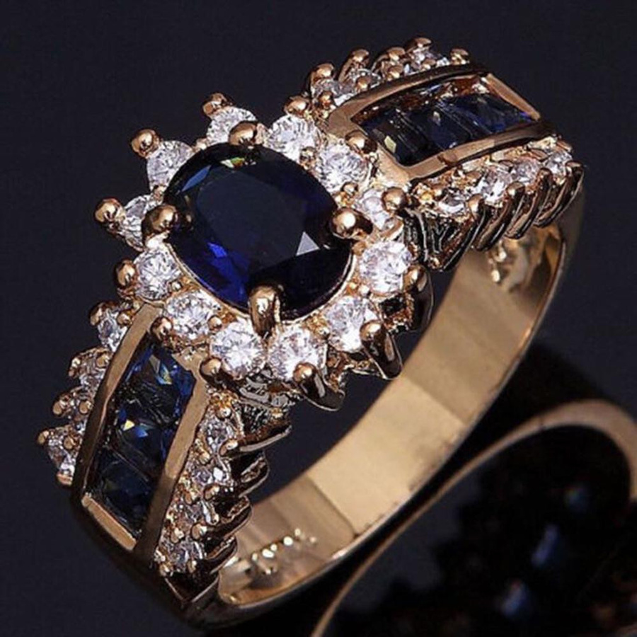 SILVERHOO Ring, Vintage, blau, Zirkonia, Saphir, Damen - Bild 5