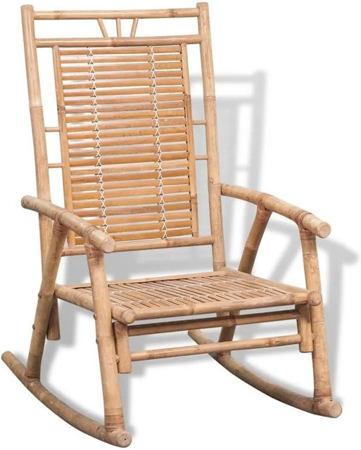vidaXL Schaukelstuhl aus Bambus in Braun mit Armlehnen und UV-Beständigkeit, B/T/H: 66 x 86 x 105 cm - Bild 1