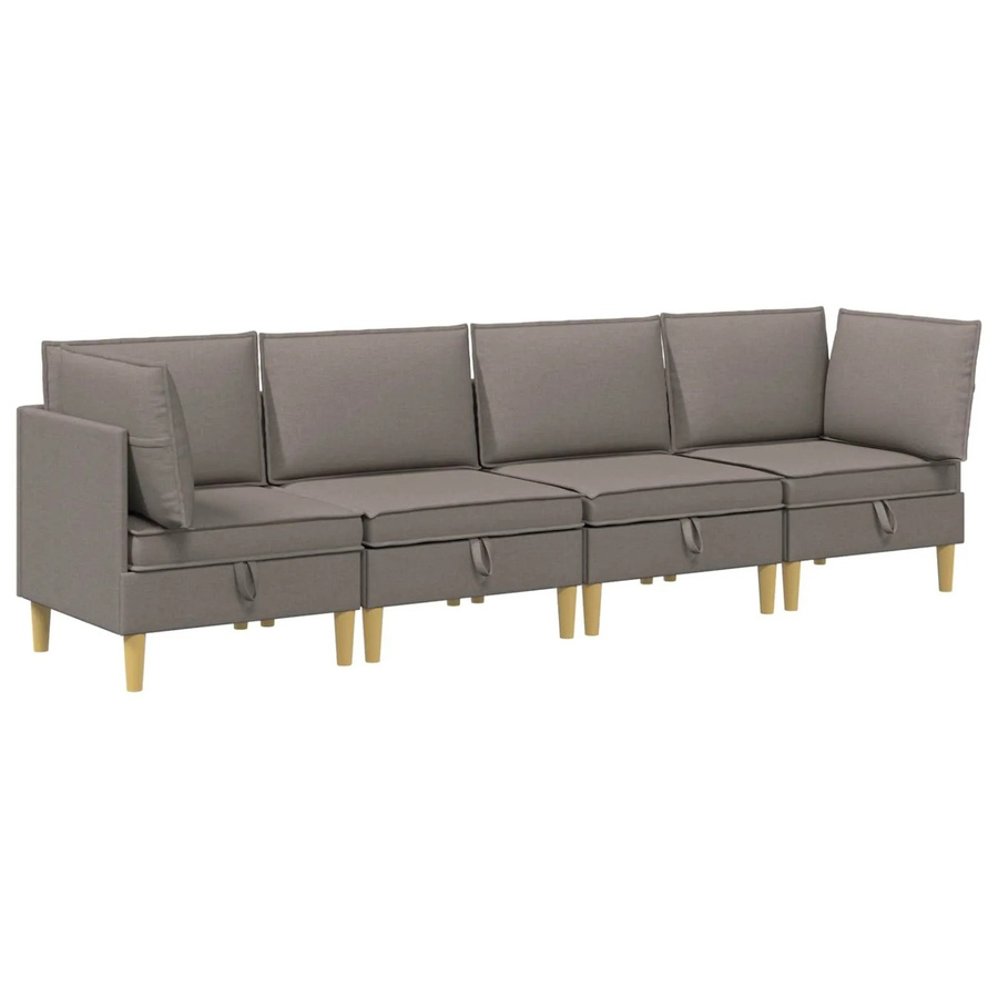 vidaXL Wohnzimmergarnitur mit Kissen und Speicherfunktion in Taupe aus Stoff - Bild 2