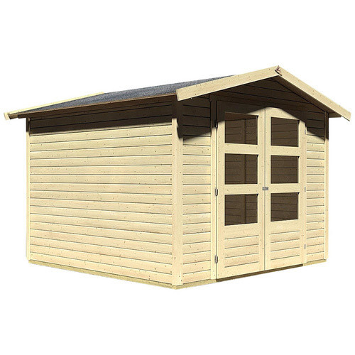 KARIBU Gartenhaus Amberg 4 aus Holz in Beige, B/H/T: 246 x 209 x 246 cm - Bild 3