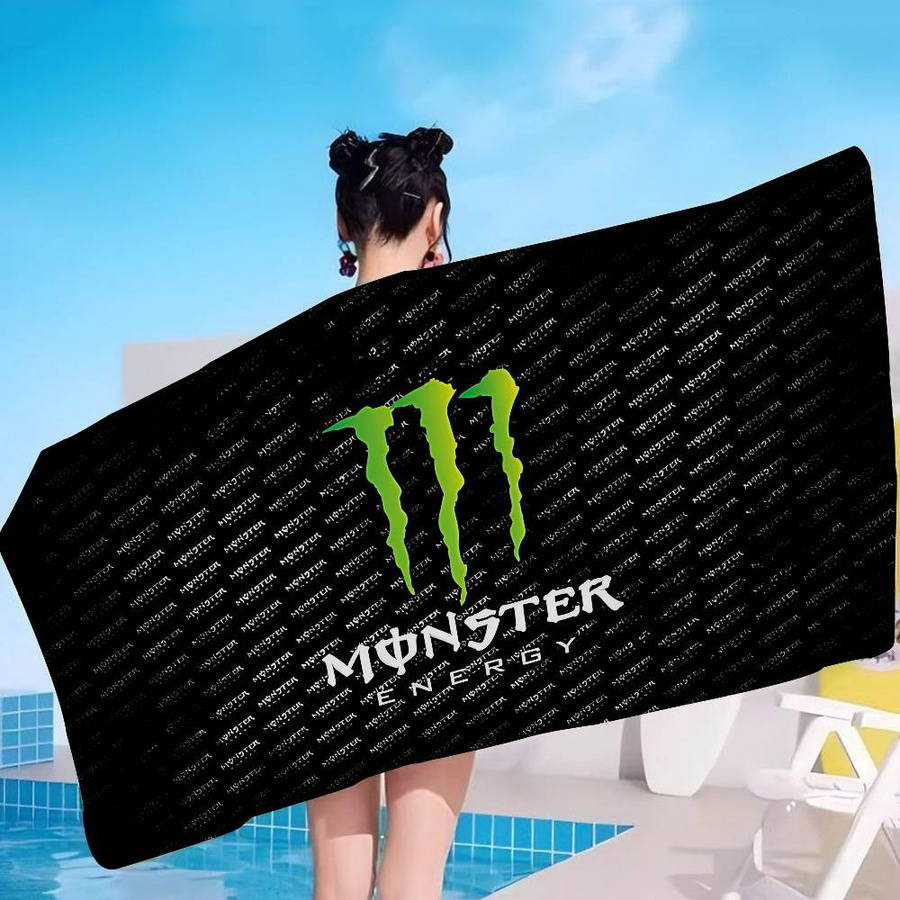 M-MonsterS Mikrofaser Strandtuch mit Logo-Print, schnelltrocknendes Pool Handtuch für Sport, Camping und Reisen, B/H: 50 x 100 cm - Bild 3