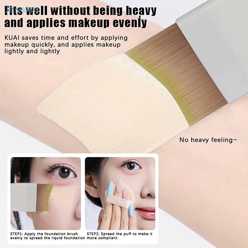 Foundation-Make-up-Pinsel, flach, halbmondförmig, kurzer Griff - Bild 3