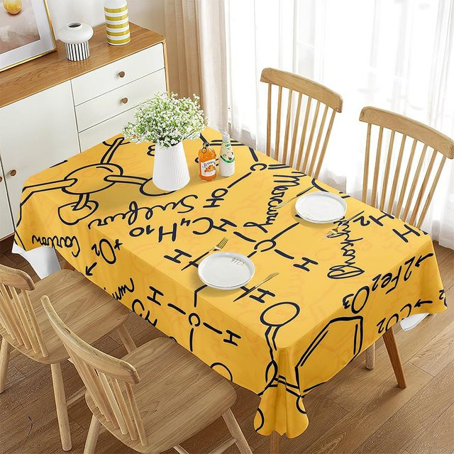 Fancy Style Studio Tischdecke mit chemischer Formel und Reagenzglas-Muster, gelb, rechteckig, B/H: 90 x 150 cm - Bild 1