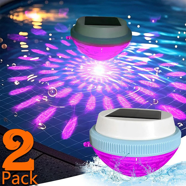Schwimmende Solar-Poolbeleuchtung von super-cheese mit RGB-Farbwechsel, wasserdichte Solar-Teichbeleuchtung für Garten und Schwimmbad, Multicolor, B/T/H: 7,5 x 10,7 x 2,0 cm - Bild 1