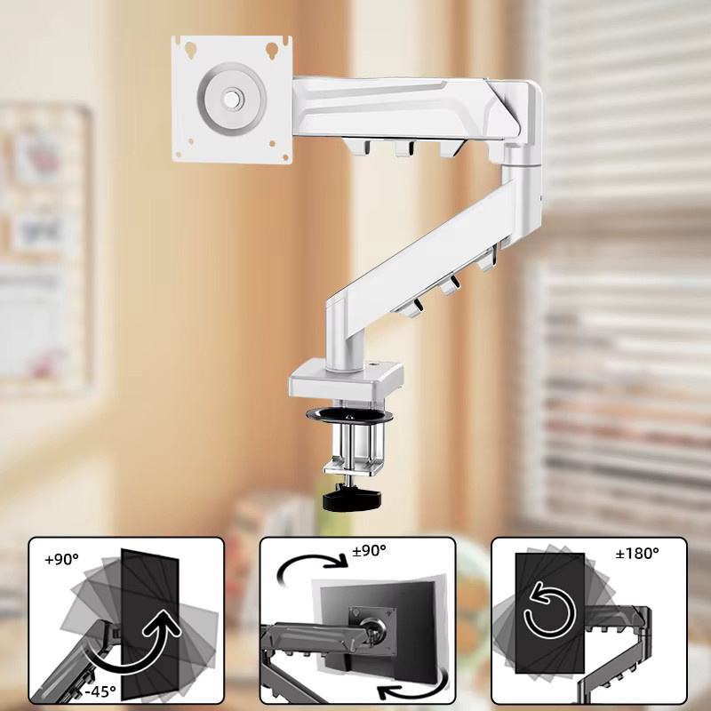 BEISHI Universal-Monitorständer in Weiß, ergonomische Monitorarm-Schreibtischhalterung für 13–32 Zoll Bildschirme mit Klemmvorrichtung - Bild 3