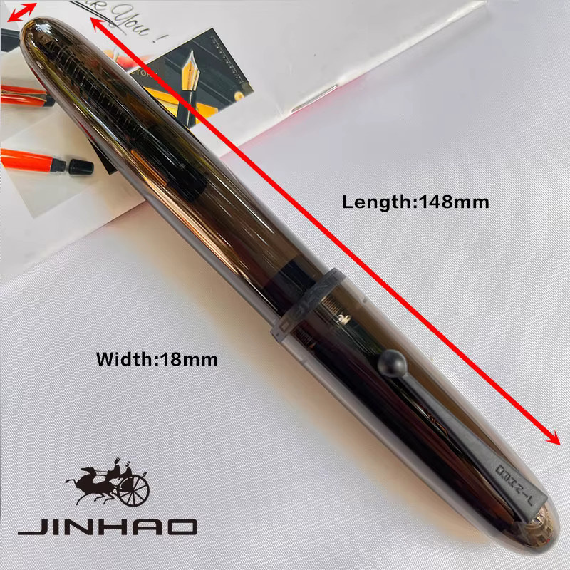 JINHAO 9019 Füllfederhalter für Business-Schreibkalligraphie mit großem Konverter, transparent und schwarz - Bild 3