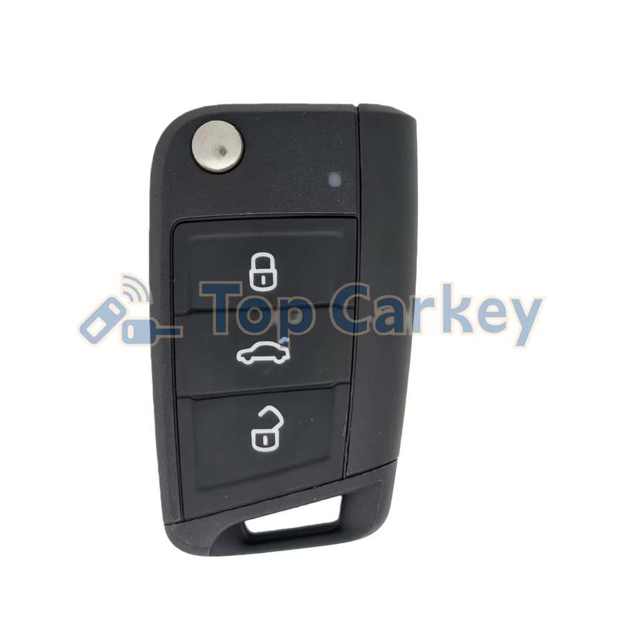 TopCarkey Original Flip Fernbedienung Schlüssel MQB48 Chip 433MHz für VW Golf Polo Virtus Tiguan Touran in Schwarz - Bild 2